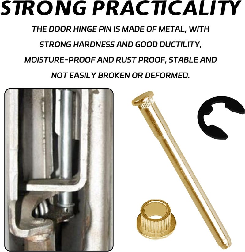 SamWinGear 4PCS Door Hinge Pins and Bushings Kit for Ford F150 F250 F350, Galvanized Steel, Gold, Surface Mount, 4 Count - Image 4